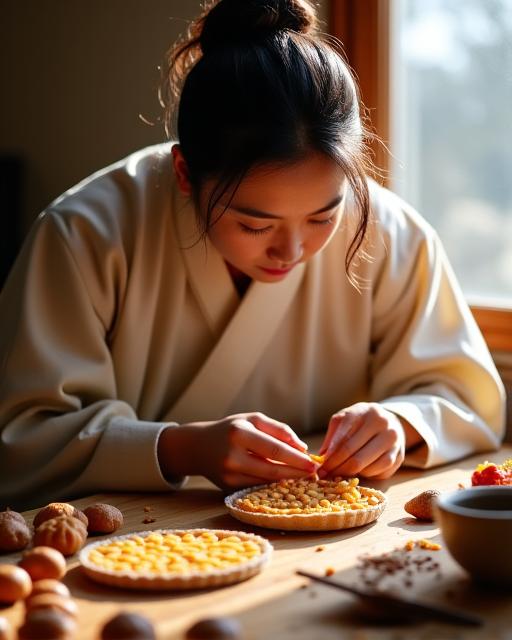 화랑봉봉의 창립자가 정성스럽게 한과를 만들고 있는 모습